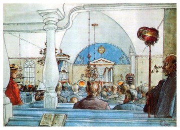 in der Kirche 1905 Carl Larsson Ölgemälde